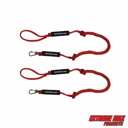 EXTREME MAX Extreme Max 3006.3105 BoatTector PWC Bungee Dock Line Value 2-Pack - 5', Red 3006.3105